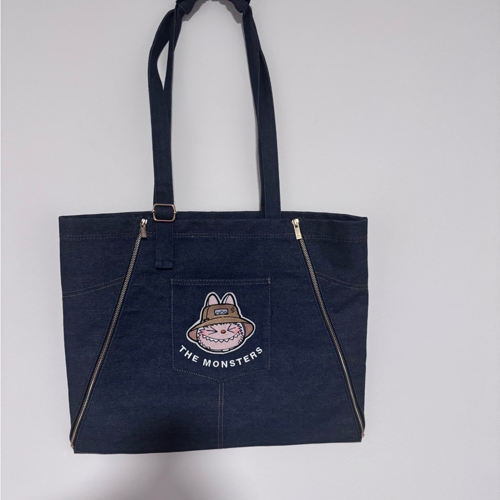 Navy Blue Tote Bag with Fun Patch